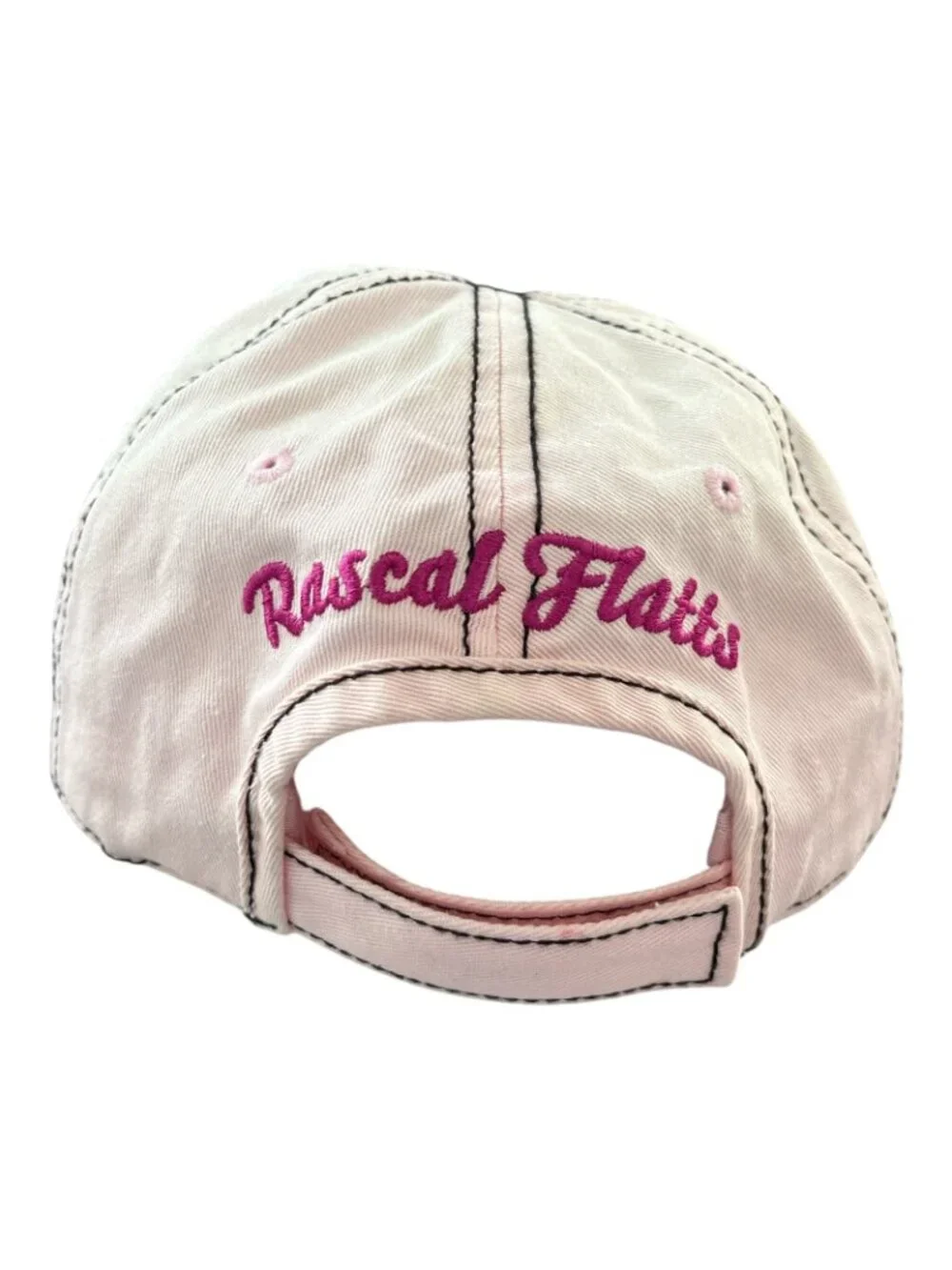 Vintage Rascal Flatts Distressed Embroidered Adjustable Baseball Cap Black Pink